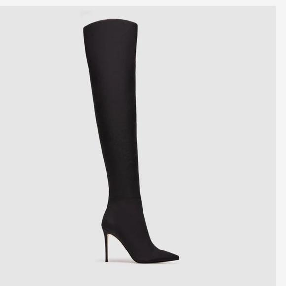 Zara Shoes - COPY - ZARA - knee high black sock heel boots size 7